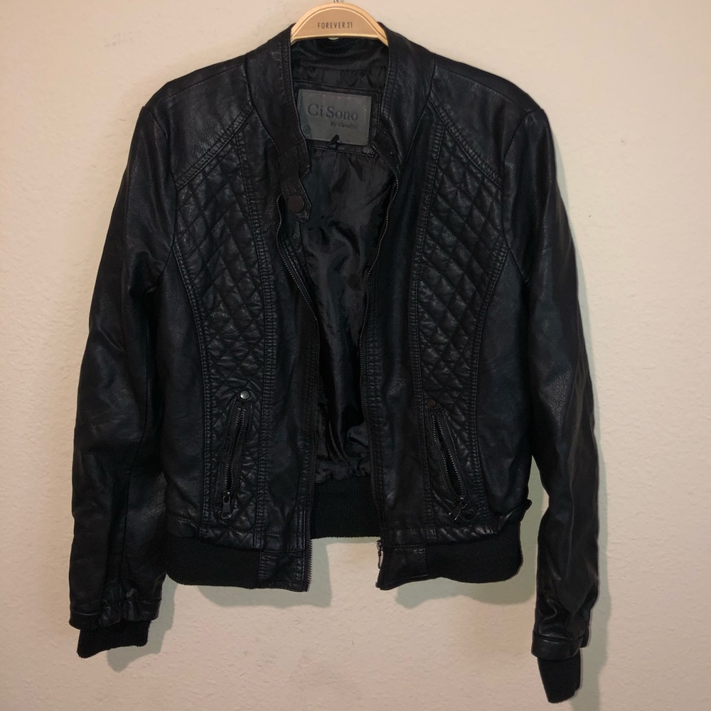 Ci Sonó Black Leather Jacket